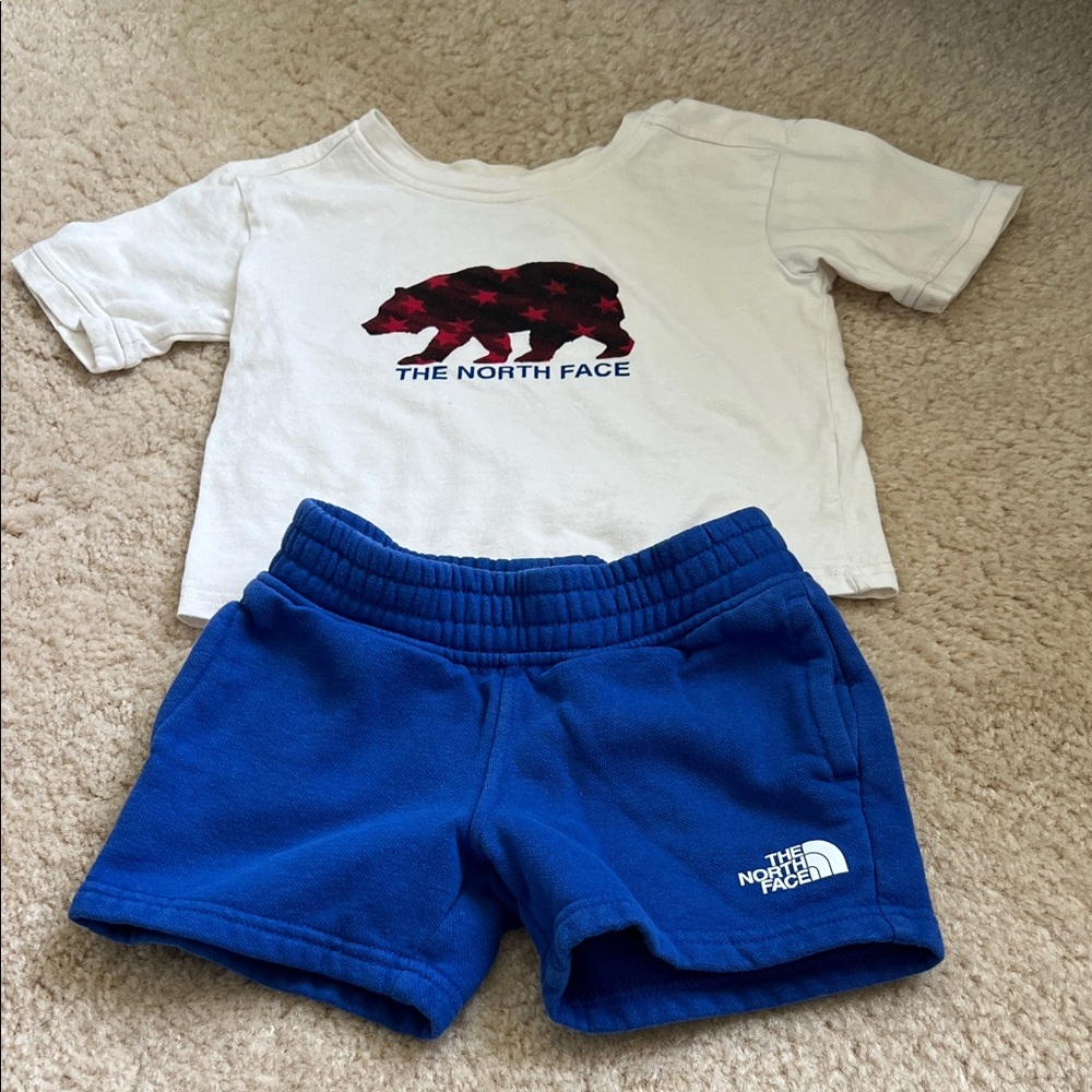 The North Face Graphic Tee and Blue Shorts Set